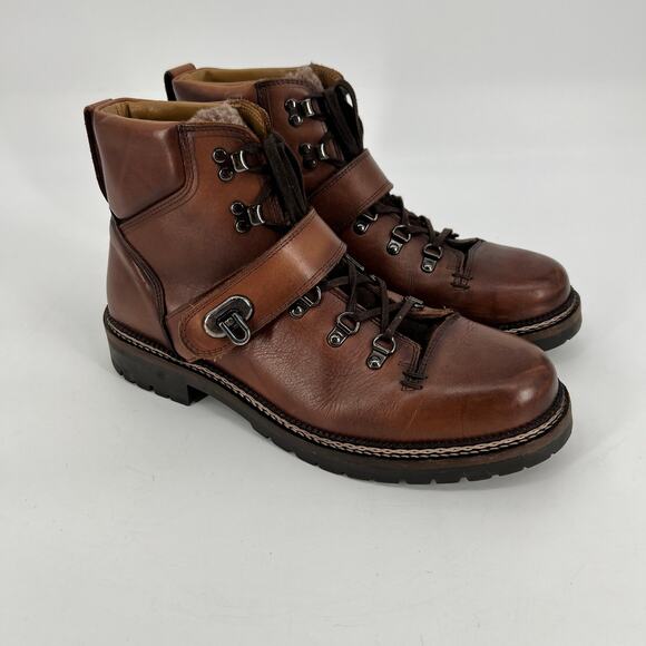 Massimo Dutti Men’s Hiking Boots EU 43 US 10-10.5 Brown Leather Lace Up Buckle main image 11